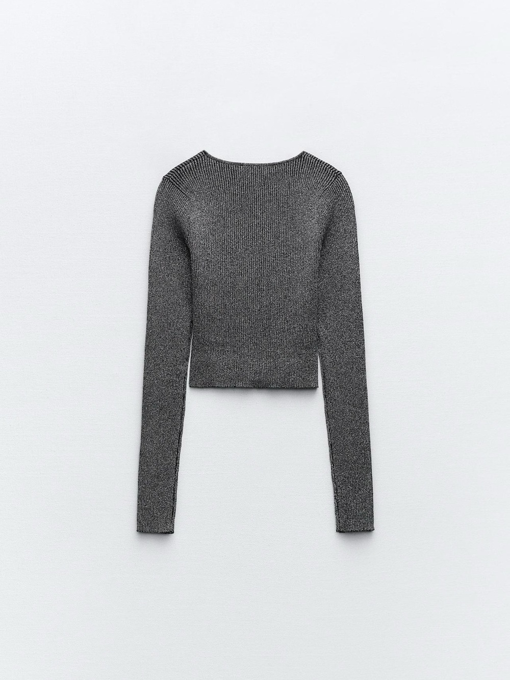 Zara Metallic Gray Ribbed Two-Piece Set - Picture 2 of 8